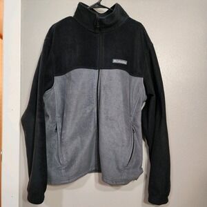 Columbia Fleece Jacket Coat Full Zip Up Men's XL Two Tone Gray‎ And Black